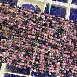 Perles multicolores 5mm, pierre de Tourmaline naturelle Jaspers rondes, coupe ample, bracelet à bricoler soi-même, collier, résultats de qualité supérieure, 15 pouces B3445