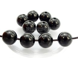 Perles en pierre naturelle d'onyx noir de 10mm (2mm), perles rondes à grand trou pour la fabrication de bijoux artisanaux, 100 pièces/paquet