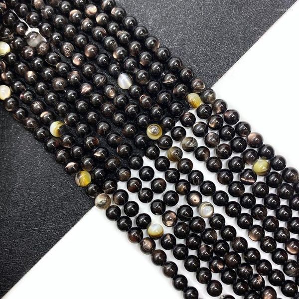 Cuentas de perlas de concha negra Natural, especificaciones redondas a granel, 3/4/6mm, adecuadas para pulsera DIY, línea de producción de joyería femenina