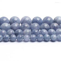 Cuentas Natural Blue Angelite Stone Round para accesorios de moda Joyas haciendo pulsera de bricolaje 6/8/10 mmc15 ''