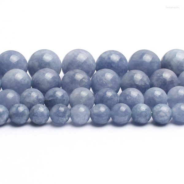 Perles Natural Blue Angelite Stone Round Loose pour les accessoires de mode Bijoux Making DIY Bracelet 6/8 / 10mmc15 ''