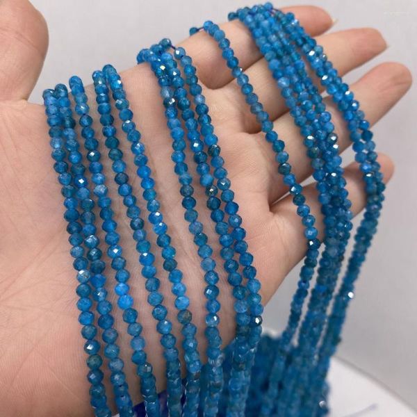 Perles de phosphore bleu naturel pierre Semi-précieuse à facettes lâchement espacées faisant bricolage exquis collier Bracelet bijoux