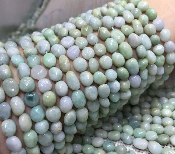 Perles Naturel Birmanie Jade Irrégulier Pierre 6-8mm Lâche Vert Perle Pour La Fabrication de Bijoux Bracelet Collier Couture