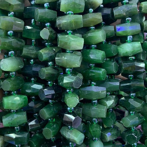 Cuentas de piedra de Jade Natural de Canadá para mujer, 15 pulgadas, verde oliva, sueltas, para hacer joyería, pulsera, collar, pendiente, regalo