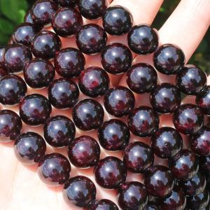 Perles Natural Natural Dark Red Garnet 1213 mm Round 15 pouces par voleur Garnet Real Garnet Stone, 100% Garantie naturelle, pour la fabrication de bijoux de bricolage!