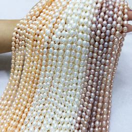 Kralen Natuurlijke Zoetwaterparel 6-7m Hoge kwaliteit Hoogglanzende Rijstvormige Parels Handgemaakte DIY Armbanden Kettingen Oorbellen Sieraden