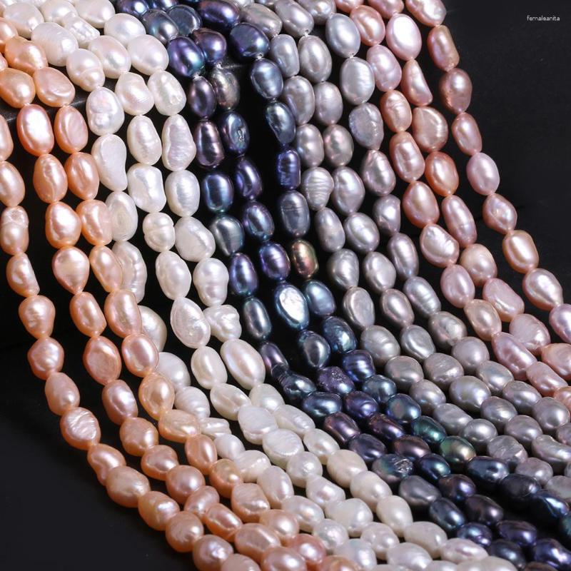 Pärlor naturligt sötvatten pärla rakt hål tvåsidigt ljus lös distans för halsband armband smycken som gör diy