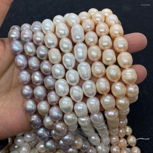 Perles naturelles d'eau douce, blanc Champagne violet, trou horizontal en forme de riz pour la fabrication de bijoux, bricolage de bracelets et de colliers