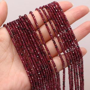Perles grenat naturel à facettes perlé forme ronde pour la fabrication de bijoux collier à faire soi-même Bracelet accessoires 3x2mm