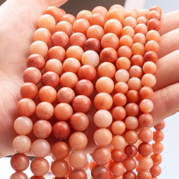 Les perles de pierres précieuses naturelles rondes en vrac d'aventurine rouge sont utilisées pour fabriquer des bracelets à bricoler soi-même, des colliers, des accessoires de fabrication de bijoux