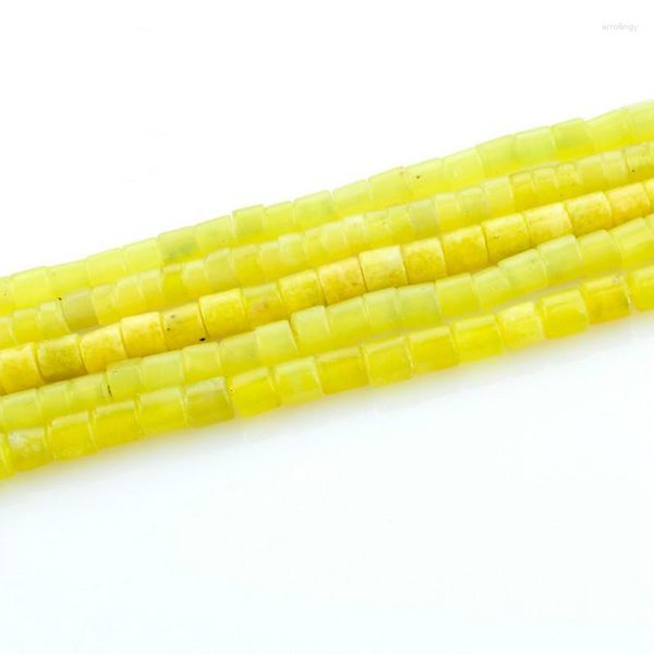 Perles en pierre de citron naturelle, cylindrique, ample, 4mm, semi-précieuse, pour la fabrication de bijoux, collier, pièces de bracelet, DIY, 39cm