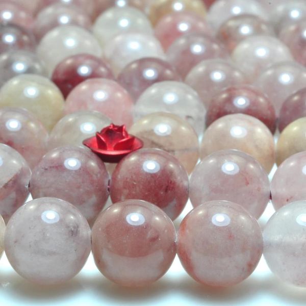 Perles de Quartz framboise naturelle, rondes et lisses, pierres précieuses semi-précieuses, vente en gros, fabrication de bijoux à faire soi-même, vente en gros