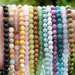Perles Stone rond naturelle 4 6 8 10 12 mm Crystals d'œil de tigre Tiger Turquoises Jades Perle en vrac pour les bijoux Faire du bracelet DIY
