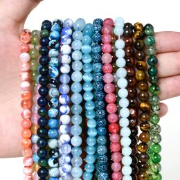 Perles Naturel Stone Berge Tiger Eye Agates Ite Jades Moonstone Quartz Lava Perles pour les bijoux Making DIY Bracelet accessoires