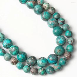 Cuentas de piedra Natural, jaspes de sedimento marino azul y verde para fabricación de joyas, espaciador redondo suelto, collar de pulsera DIY de 6/8/10mm