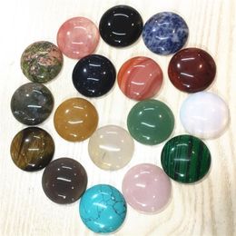 Perles Cabochons en pierre naturelle, perles rondes de 30MM, Roses, Quartz, Malachite, Agates, opale, perles de mode pour la fabrication de bijoux, vente en gros, 12 pièces