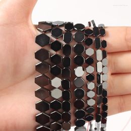 Cuentas de piedra Natural hexagonal hematita negra espaciador suelto para hacer joyas DIY pulsera cuidado de la salud pérdida de peso