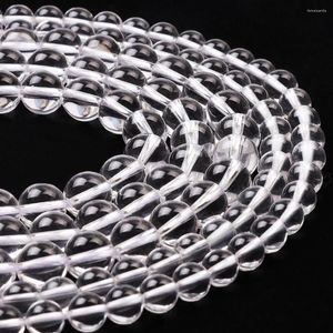 Les perles de bijoux en pierre naturelle rondes lisses en vrac sont utilisées pour fabriquer des bracelets à bricoler soi-même en cristal blanc