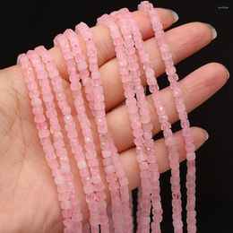 Perlen Naturstein Rosenquarz Perle facettierte quadratische Form lose für Schmuckherstellung Frauen Halskette Armband Zubehör