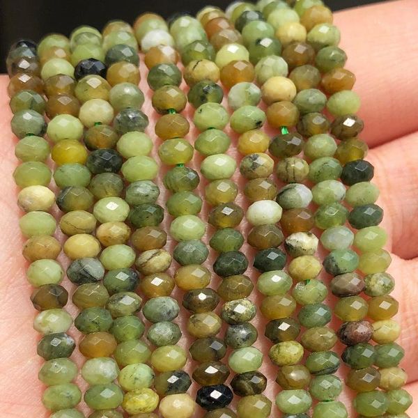 Perles pierre naturelle minuscule à facettes vert Canada Jades Rondelle en vrac pour la fabrication de bijoux bracelet à bricoler soi-même boucles d'oreilles à breloques 15''