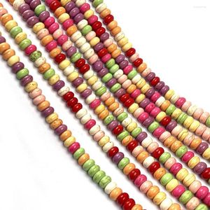 Cuentas de piedra Natural turquesas forma de ábaco semiacabado espaciador suelto con cuentas para fabricación de joyería DIY collar pulsera accesorio