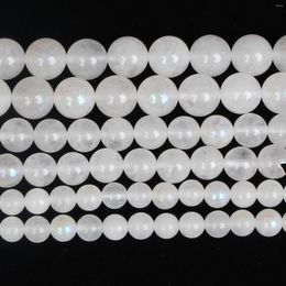 Perles pierre naturelle pierre de lune blanche ronde en vrac pour la fabrication de bijoux bracelets à bricoler soi-même collier accessoires 6/8/10 MM