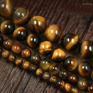 Perles en pierre naturelle œil de tigre jaune, 15.5 pouces, taille au choix: 4 6 8 10 Mm, accessoires de fabrication de bijoux à breloques DIY