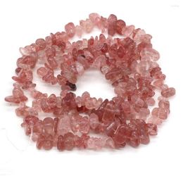 Cuentas de grava de cuarzo de fresa Natural con cuentas de temperamento Irregular 5-8mm para la fabricación de joyería DIY collar pulsera Accesorios