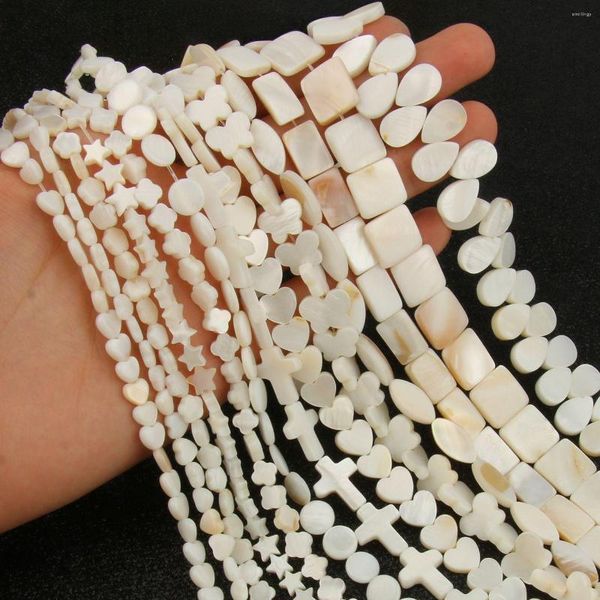 Perles de coquille blanche naturelle perle d'amour coeur étoile trèfle carré forme ronde nacre entretoise en vrac pour la fabrication de bijoux trouver