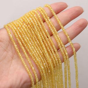 Cuentas de circón Natural redondo amarillo facetado Ábaco espaciador suelto con cuentas para fabricación de joyería DIY pulsera collar Accesorios