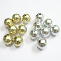 Kralen Nieuwste 12mm500 stks/zak 20mm 100 stks/zak Acryl Siery/goud Placer Effect Kralen voor Mode Chunky Sieraden Ketting