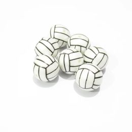 Perles les plus récentes!20 mm 100pcs / lot Acrylique Matte Pearl Perles de volleyball imprimées pour conception de bijoux gros