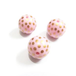 Perles les plus récentes 20 mm 100pcs / lot rose acrylique solide imprime-or terre