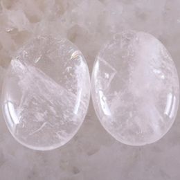 Perles Autres 1 paire de cabochon de cabine 22x30MM, perle ovale en pierre naturelle pour la fabrication de collier, Bracelet, boucles d'oreilles, cristal blanc K540Autre