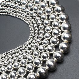 Kralen andere 2/3/4/6/8/10 mm natuursteen verzilverde hematiet ronde losse sieraden waardoor accessoires diy armband andere maken