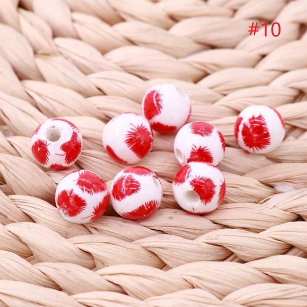 Perles Autre 20 pièces 8mm 10mm forme ronde en céramique fleur peinture porcelaine lâche artisanat entretoise perle pour la fabrication de bijoux à bricoler soi-même fait à la mainAutre