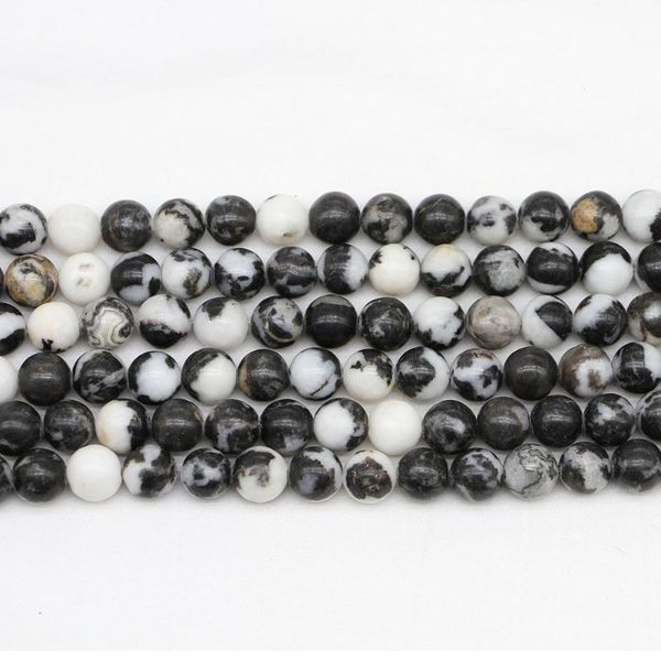 Cuentas Otros 6 8 10 12 Mm Piedra natural Negro Blanco Cebra Jaspers Redondo Suelto Para DIY Fabricación de joyas Hallazgos Accesorios SuministrosOtros