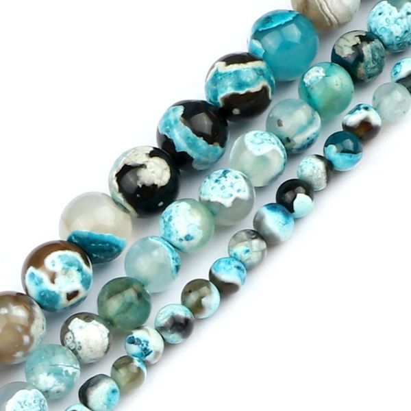 Cuentas Otros 6 8 mm Piedra natural Azul-Verde Venas de dragón Ágata Ónix Redondo Suelto para la fabricación de joyas DIY Pendientes Pulsera AccesoriosOtro