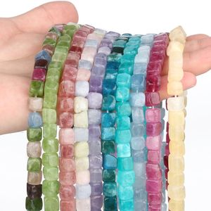 Kralen andere 8mm natuurlijke Amazoniet amethists toertoermaline apatiet jades stenen kubus spacer voor sieraden die doe -het -zelf -armbandaccessoires maken