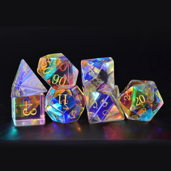 Perles Autre Fantaisie Cristal Reiki Healing Dice Number Digital Polyhedral Set For Collection DND RPG COC Board Table Games Tool GiftOther