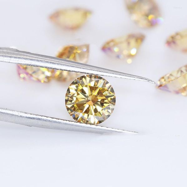 Cuentas Otros Diamantes de alta calidad Prueba Pasada Moissanite amarilla Corte brillante redondo Piedra preciosa suelta de 1-3 quilates para la fabricación de joyas DIY GiftOther