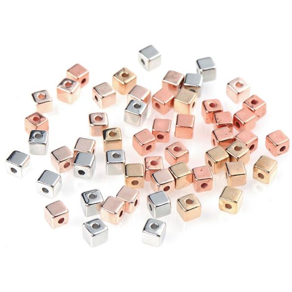 Perles autres IYOE 100/200/300 pièces 4mm carré Cube CCB acrylique entretoise en vrac graine pour la fabrication de Bracelet collier bijoux résultats