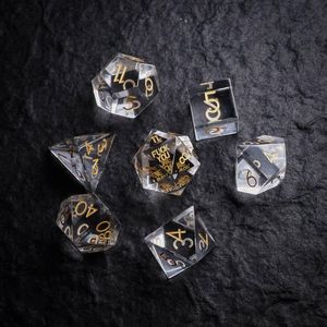 Cuentas Otros Juego de dados DND de cristal blanco Logotipo grabado hecho a mano D20 D6 Poliédrico para TRPG COC DD Juegos de mesa RegalosOtros