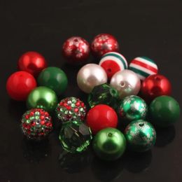 Perles OYKZA RB016 20mm couleurs de noël mélange Style perles acryliques 50pcs beaucoup de perles pour Bubblegum grosses perles collier bijoux
