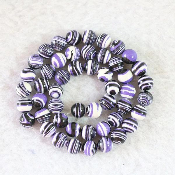 Perles à rayures violettes, turquoise de dinde, pierre de Calaite, ronde, ample, 8mm, 10mm, 12mm, 14mm, 15 pouces, B755