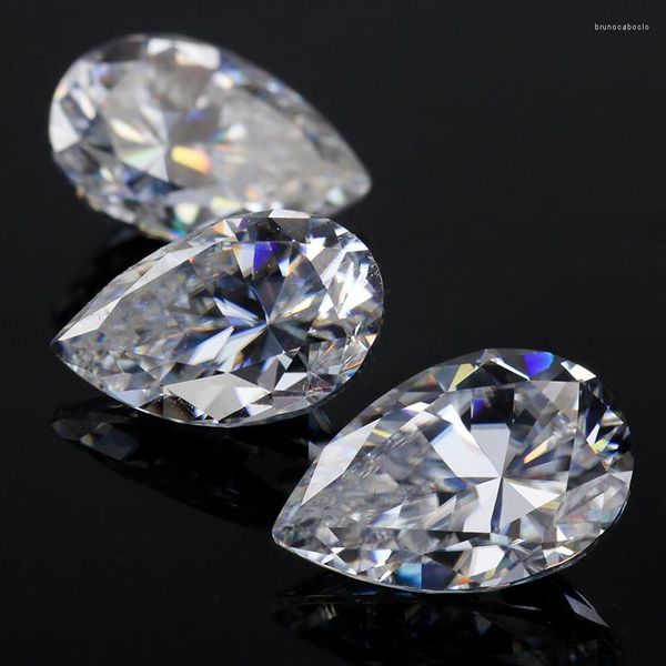 Perles de qualité taille brillant, Test de diamant passé couleur D, forme de poire, pierres précieuses de Moissanite en vrac pour femmes, fabrication de bagues de mariage