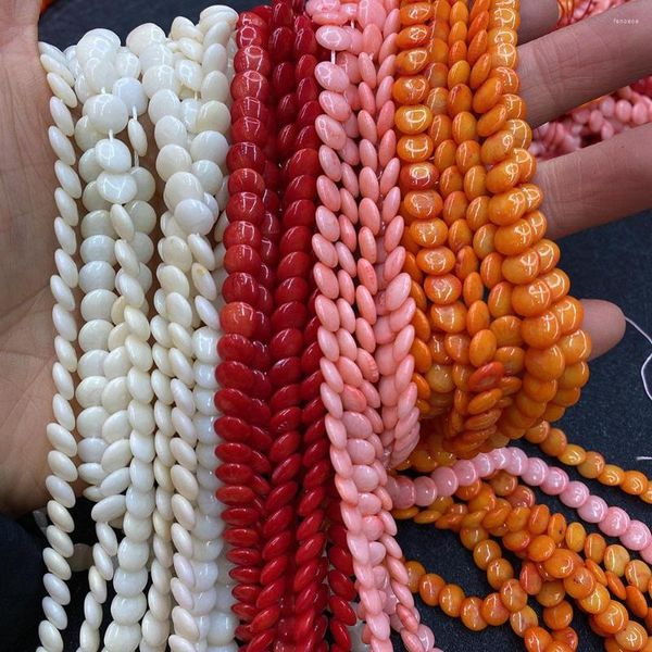 Perles rouge corail bouton forme en vrac bricolage à la main collier Bracelet fabrication de bijoux accessoires cadeau blanc entretoise en vrac 3x6mm