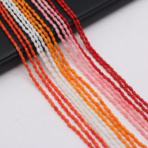 Kralen Rijst Vorm Rood Oranje Koraal Losse Spacer Voor Sieraden Maken DIY Vrouwen Ketting Armband Oorbellen Accessoires Maat 2x4mm