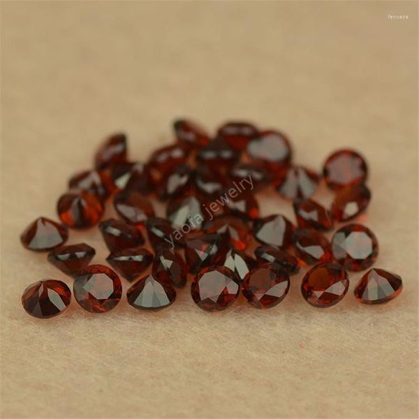 Venta de cuentas 0,8mm-5mm rojo oscuro granate Natural piedras preciosas sueltas forma redonda gemas de piedra de corte brillante para la fabricación de joyas DIY