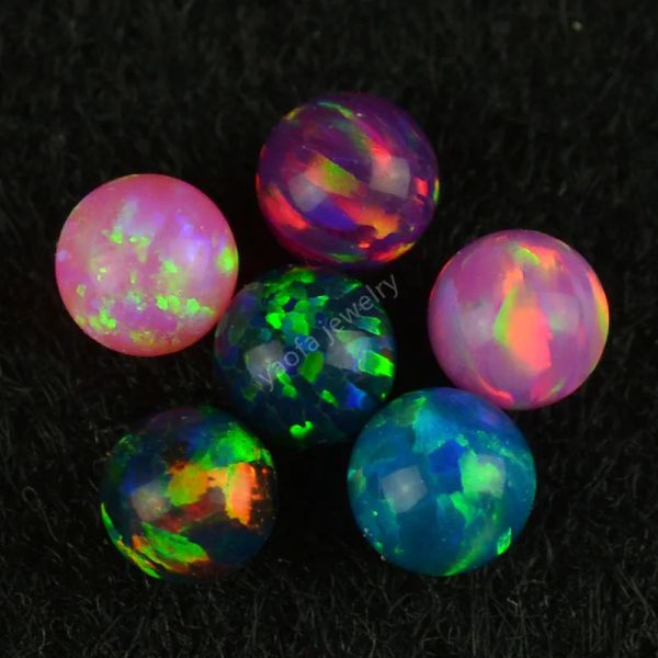 Boule d'opale synthétique de 3mm, 92 couleurs, sans trou ni trou percé, pour la conception de bijoux à faire soi-même, vente de perles